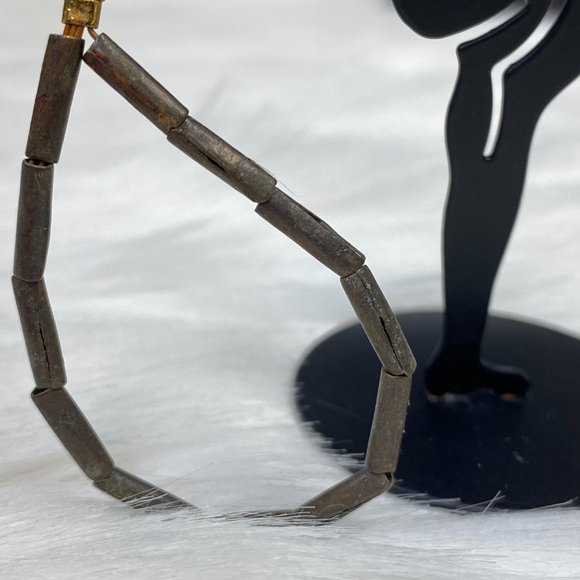 Wood Bead Hoop Pierced Earrings - Picture 2 of 5